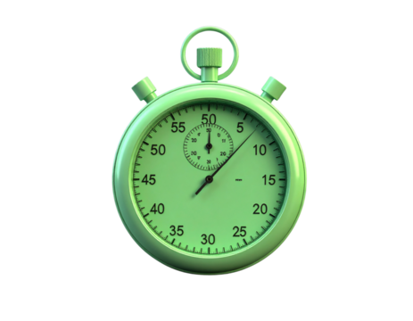 Modern Stopwatch in Mint Green Digital 3D Style on Black - Powered by Adobe