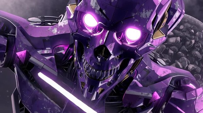 A video showing a villainous skeleton robot making an appearance while being shot by lasers