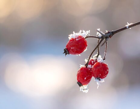 Frozen red berries