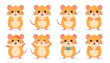 Obraz premium Cute cartoon mice in various poses (1)