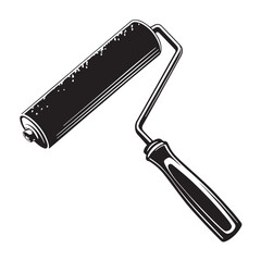 Black paint roller Silhouette Vector, High Quality Illustration on White Background