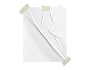 Blank white poster, creased and taped