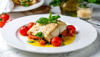 Baked white fish with tomato salsa