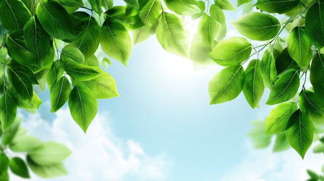 Fresh Green Leaves Background With Sunlight