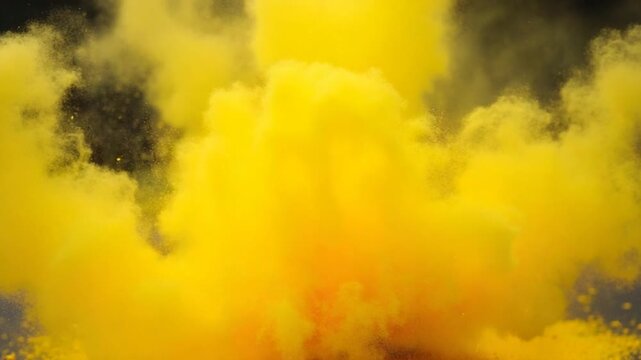 Vertical View of Yellow Color Powder Explosion