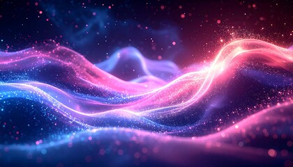 Abstract cosmic waves of pink and blue energy