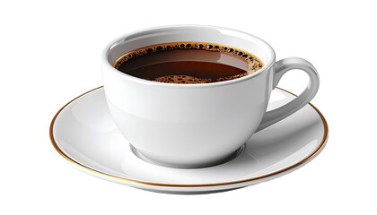 Obraz premium White coffee cup with dark liquid and saucer