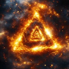 Fiery triangular vortex in a cosmic nebula