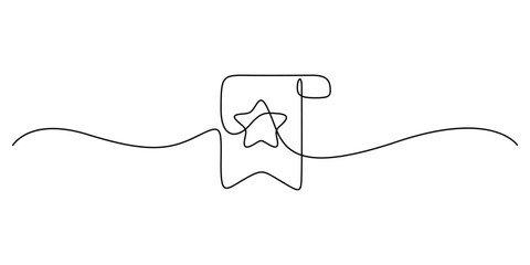 Bookmark single line drawing illustration. Line art of bookmark symbol. Continuous one line drawing of bookmark icon. Abstract background. Vector illustration