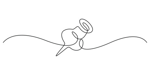 Obraz premium Continuous one line drawing of Push pin. Single line art Paper pin. Pin icon concept art. Doodle line illustration