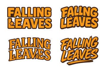 Leafy Lettering Variations. Falling Leaves. Set lettering. harmonious lettering variations of the same emblematic concept, each with different artistic