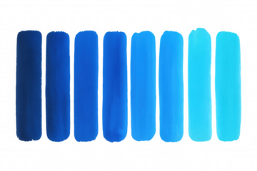 Blue color palette with paint brush strokes creating a seamless gradient on transparent background