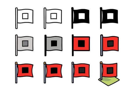 Hurricane Warning Logos. Set Logo of Severe Hurricanes: Hurricane warning flag. Logo set in vector style, emblematic variations. line, bold thick line, solid