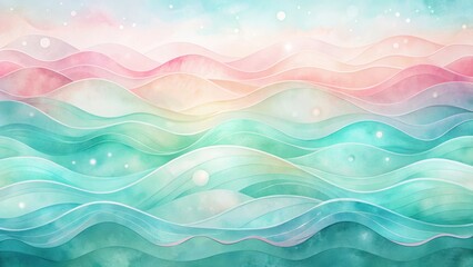 Obraz premium Serene Pastel Waves A Dreamlike Watercolor Landscape of Flowing Curves and Gentle Hues