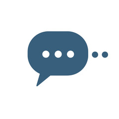 A simple blue speech bubble icon, indicating a message, conversation, or communication concept.