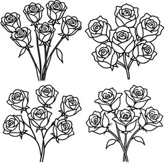 line rose flower design vector art 