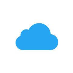 Simple, solid blue cloud icon, isolated on white background.