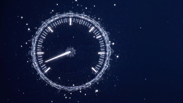 Visualize time passing with this glowing futuristic clock, perfect for presentations, websites, and other digital projects with a modern tech feel