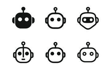 Robot Logo Variations. Technology. Set Logo of Technology: Robot head. harmonious logo variations of the same emblematic concept, each with different artistic