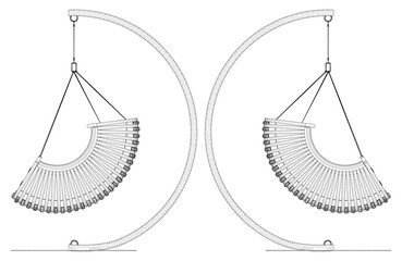 Hanging Swing Chair Vector. Seat Chair Illustration Isolated On White Background.
