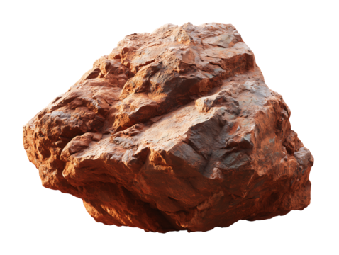 High-Resolution 3D Render of a Rough Red Rock, Isolated on Black Background - Powered by Adobe