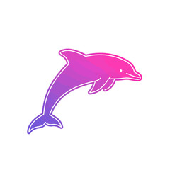Fototapeta premium A stylized illustration of a jumping dolphin featuring a vibrant pink and purple gradient color scheme.
