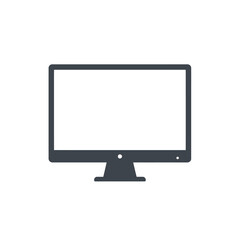 A simple icon of a modern flat-screen computer monitor with a blank white display, representing digital technology.