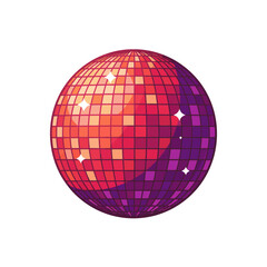 Vibrant illustration of a disco ball, showcasing a mosaic of colorful squares and sparkling highlights.