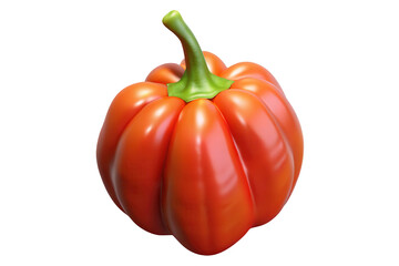 Single red bell pepper isolated on black background