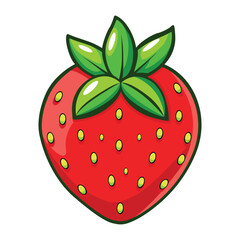 Bright red strawberry with green leaves delicious fresh fruit sweetness icon vector