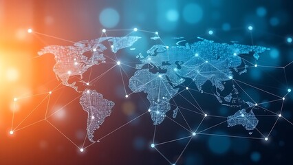 Abstract global business network with soft gradient lighting, representing professional connectivity.