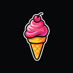 Ice cream cone vector logo design art illustration