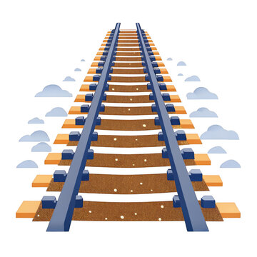 Railway tracks with gravel bed journey toward horizon image transparent background