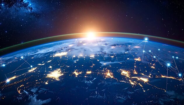 Earth at dawn, network connections