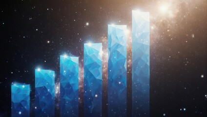 Stunning abstract bar graph ascending through a cosmic nebula, symbolizing financial growth and future success in business