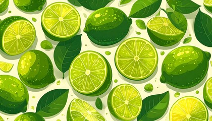 Lime slices and leaves pattern