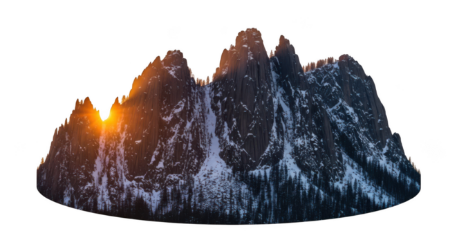 Abstract 3d mountain landscape with warm and cool color gradients transparent background - Powered by Adobe