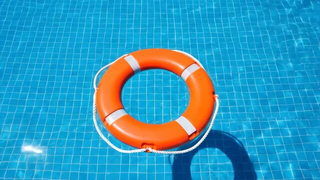 Lifesavers Float Safety ring adrift in azure water. - Powered by Adobe