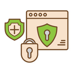 Digital security icons browser window shield padlock safe online protection and privacy concept vector
