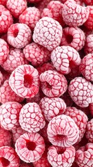 Frozen raspberries close-up