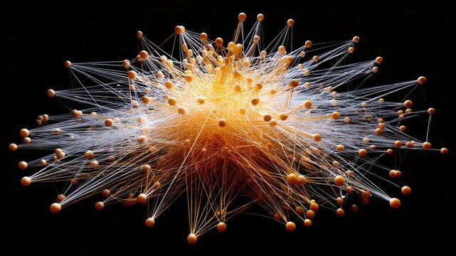 Network Visualization: A mesmerizing digital depiction showcases a complex network of interconnected nodes and pathways, exuding an atmosphere of technological advancement and data analysis.