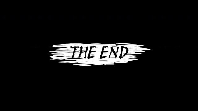 Teh End text animation with glitch and brush effect . Paint brush effect animation