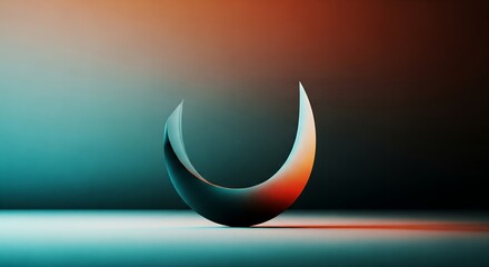 Abstract 3D Render of a Curved Shape with Gradient Lighting, Minimalist Design, Modern Art, Contemporary Background
