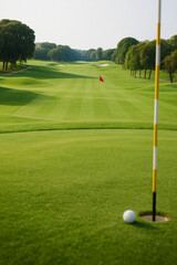 Golf Ball Near the Hole on a Sunny Course