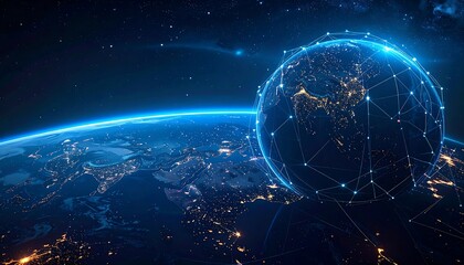 Earth at night, interconnected network