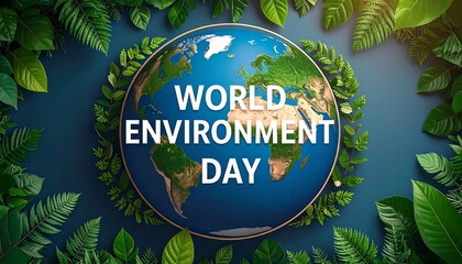 Earth globe, surrounded by lush foliage, celebrating World Environment Day