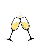 Champagne glasses logo.