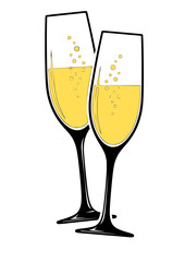 Champagne glasses logo.