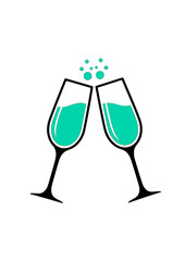 Champagne glasses logo.