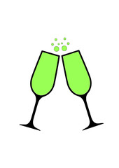 Champagne glasses logo.